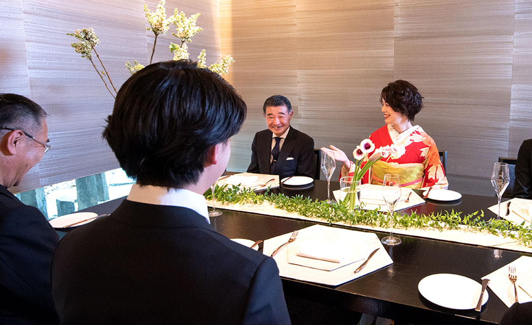 Enjoying conversation and meals in a private room